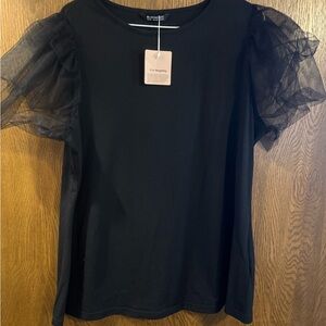 Bloomchic Black Puff Sleeve Women's Top